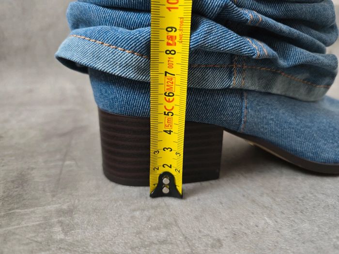 Bottines Zara bleu denim avec plis à talon taille 39 - photo numéro 10