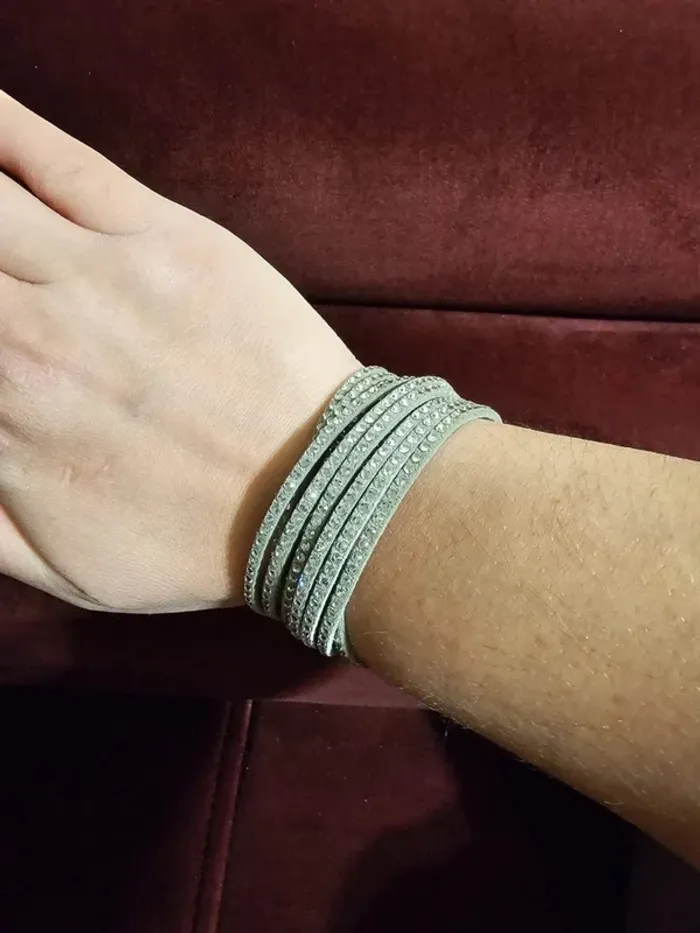 Bracelet Swarovski Double Tour Gris - Cristaux Scintillants - Excellent État