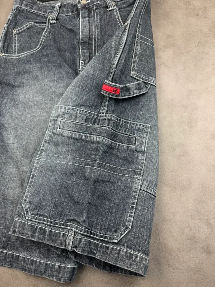 Short Baggy Y2k 90’s Vintage Gris Noir Délavé Taille S - photo numéro 4
