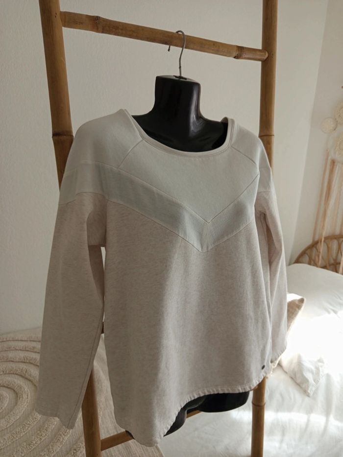 Sweat beige crème et blanc Bonobo taille M - photo numéro 3