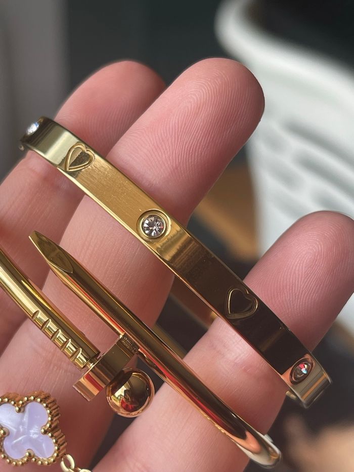 Lot de bracelet en acier, inoxydable de couleur dorée - photo numéro 3