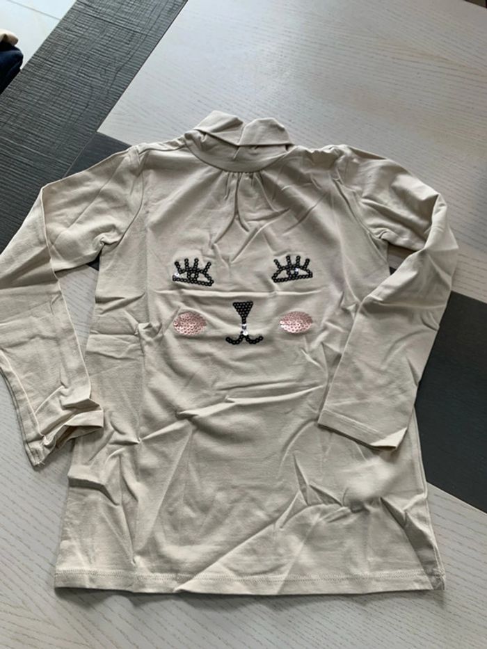 Sous pull jersey beige 8 ans neuf Vertbaudet - photo numéro 2