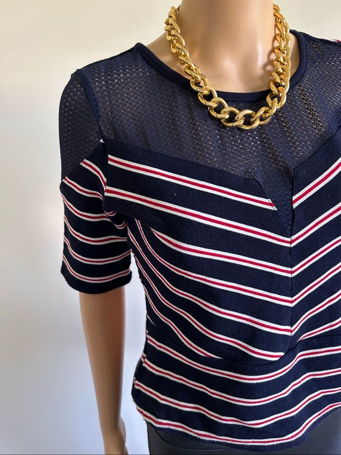 Blouse rayée à manches courtes Jus d’Orange taille 1 TBE - photo numéro 4