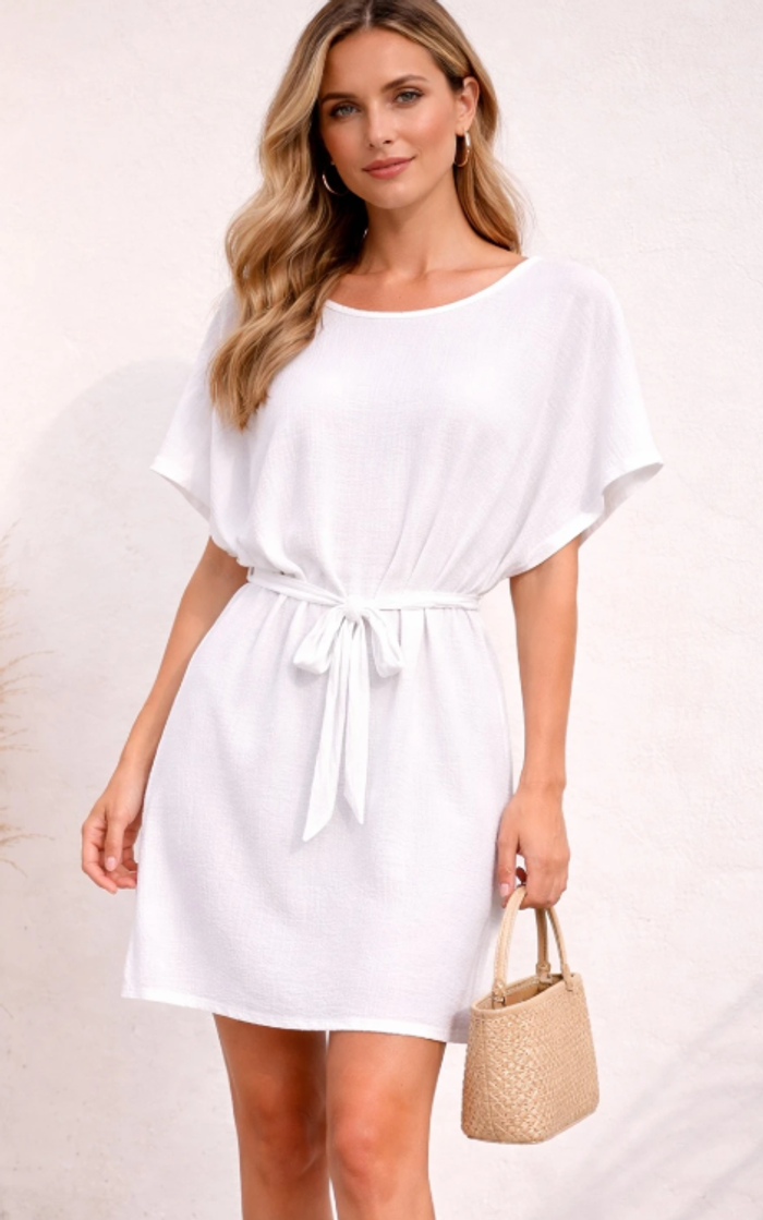 robe d'été avec ceinture blanche taille unique du 36 au 44 - photo numéro 1