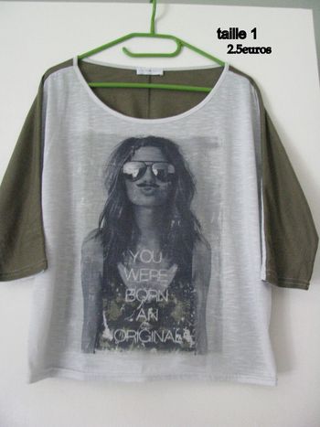 tee shirt kaki et gris clair t1