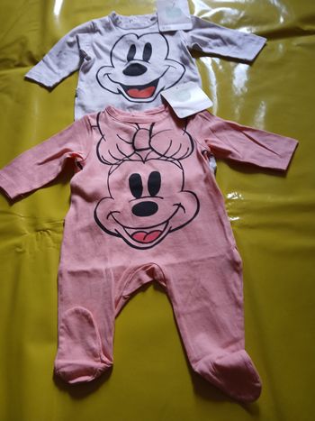 lot 2 pyjamas en coton pour jumeaux jumelles minnie mickey disney 54 cm 1 mois