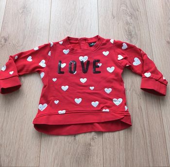 Pull / sweat rouge motifs coeurs Influx - Taille 18 mois