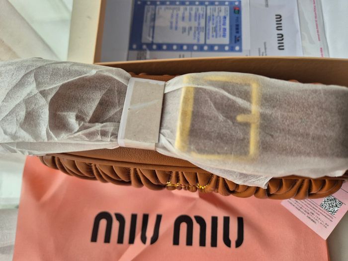 Sac bandoulière Miu Miu matelassé cuir marron - photo numéro 3