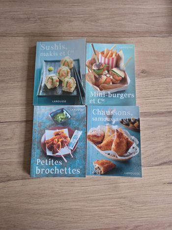 Lot de 4 mini livres de cuisine/burger, sushis,brochettes,samoussas
