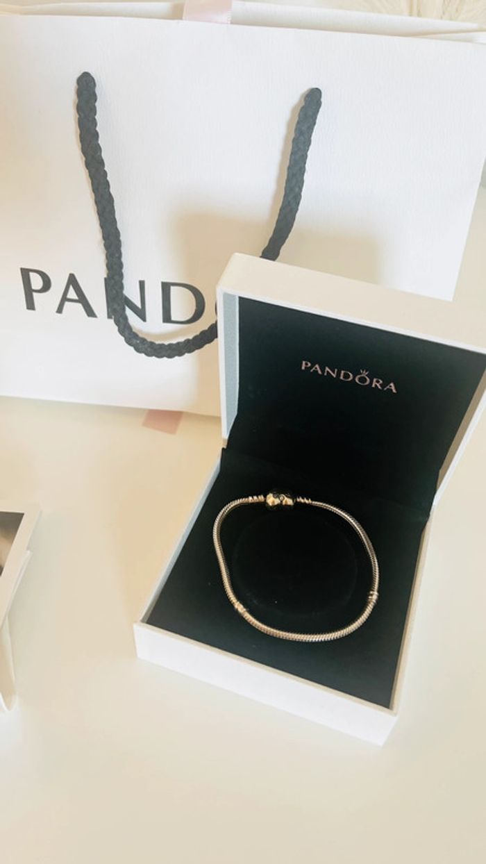 Bracelet Maille Serpent Fermoir Cœur Pandora Moments - photo numéro 2