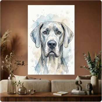Affiche artistique “Chien Dogue Allemand” aquarelle poster décoration murale A3 Sans cadre