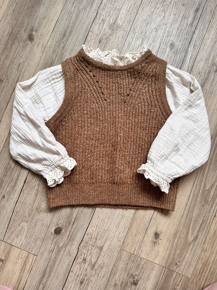 Pull col broderie anglaise Zara 2/3 ans