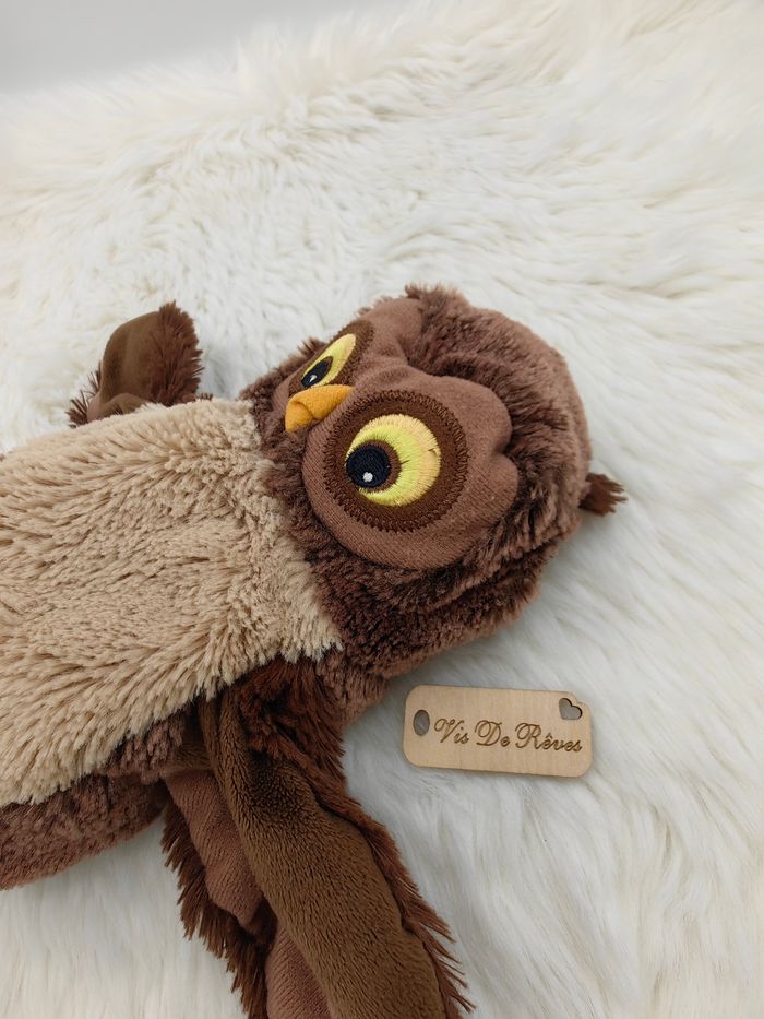 Doudou marionnette hibou chouette Ikea marron - photo numéro 3