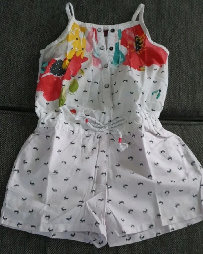 Combinaison blanche a motif fleural 18 mois catimini