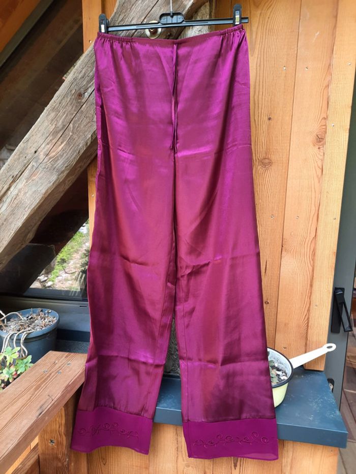 Superbe pyjama 2 pièces Etam, satin et transparent, violet, taille 38 - photo numéro 8