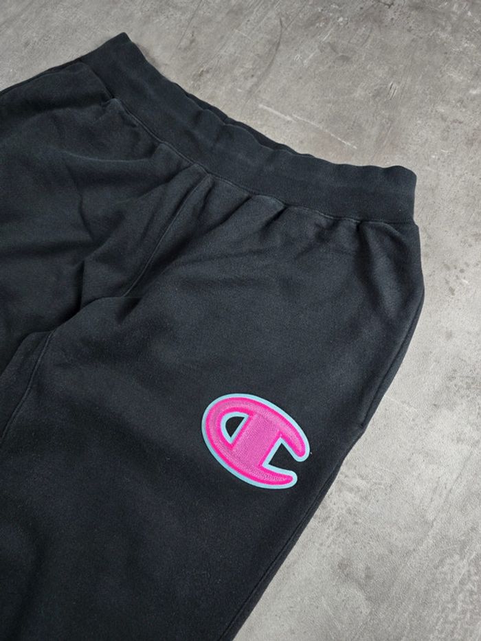 Pantalon jogging Champion vintage noir logo brodé rose taille Xl - photo numéro 4