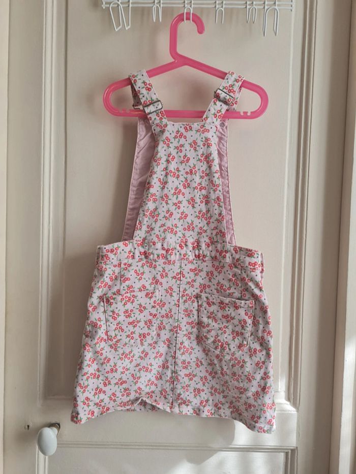 Salopette Jupe Rose à fleurs en jean DPAM taille 12 ans - photo numéro 2