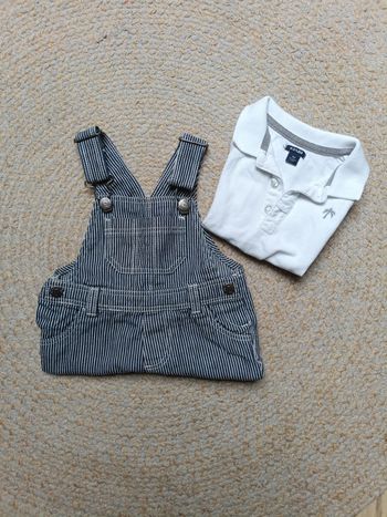 Ensemble salopette en jean/polo 9M