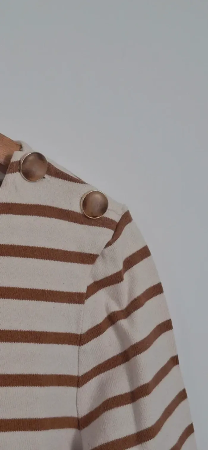 🤎 Marinière Colette Sézane – Beige & camel – Taille 38 – État neuf - photo numéro 3