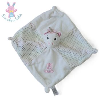 Doudou plat Licorne blanc rose pois colorés TENDERTOYS