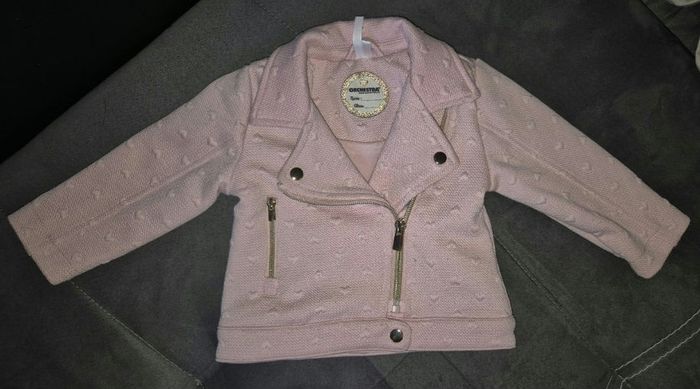 Veste perfecto motifs cœurs en jacquard pour bébé fille - photo numéro 4