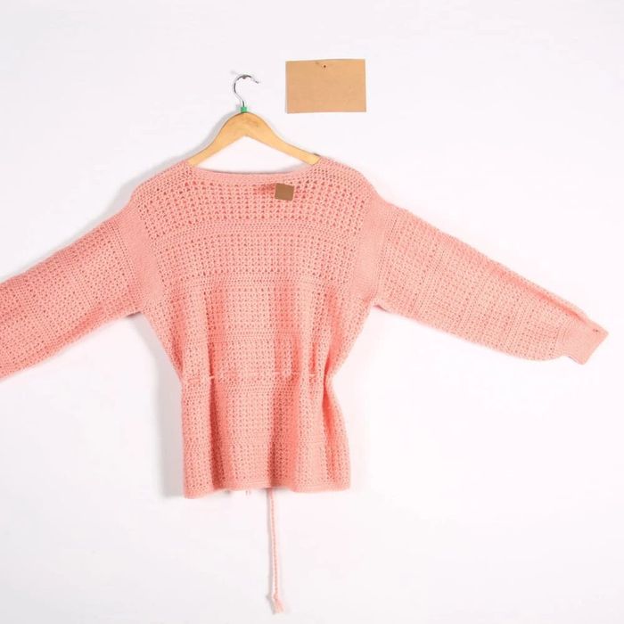 Superbe tricot en laine rose pastel fait main (#23431) - photo numéro 7