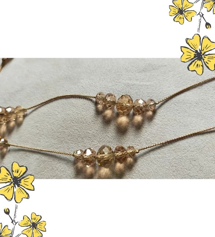 Collier vintage doré en perles facettées champagne – Élégance rétro - photo numéro 17