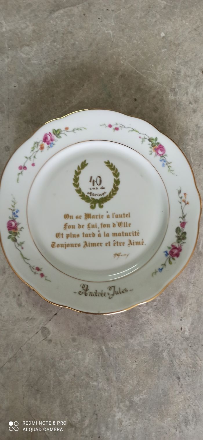 Assiette decorative 40 ans de mariage