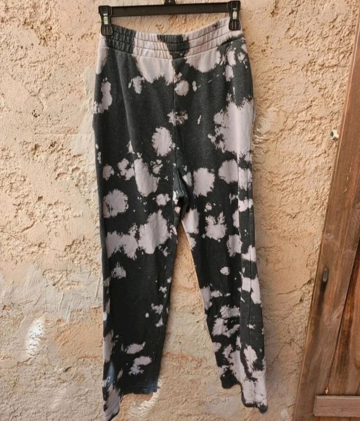 Pantalon droit type jogging tye and dye beige et gris - photo numéro 5