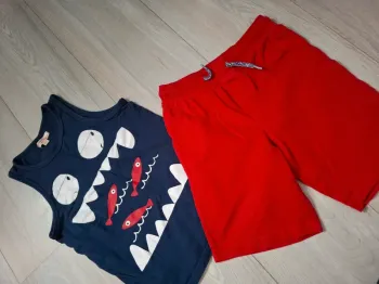 Pyjama poissons DPAM bleu rouge 8 ans