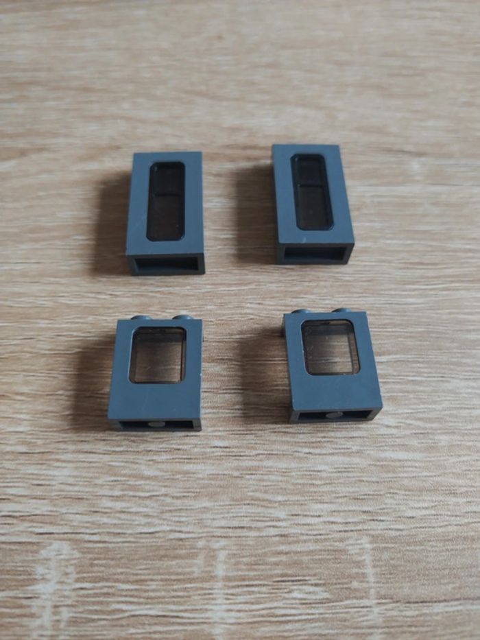 Lego 4855 lot 4 fenêtres train gris foncé - photo numéro 3
