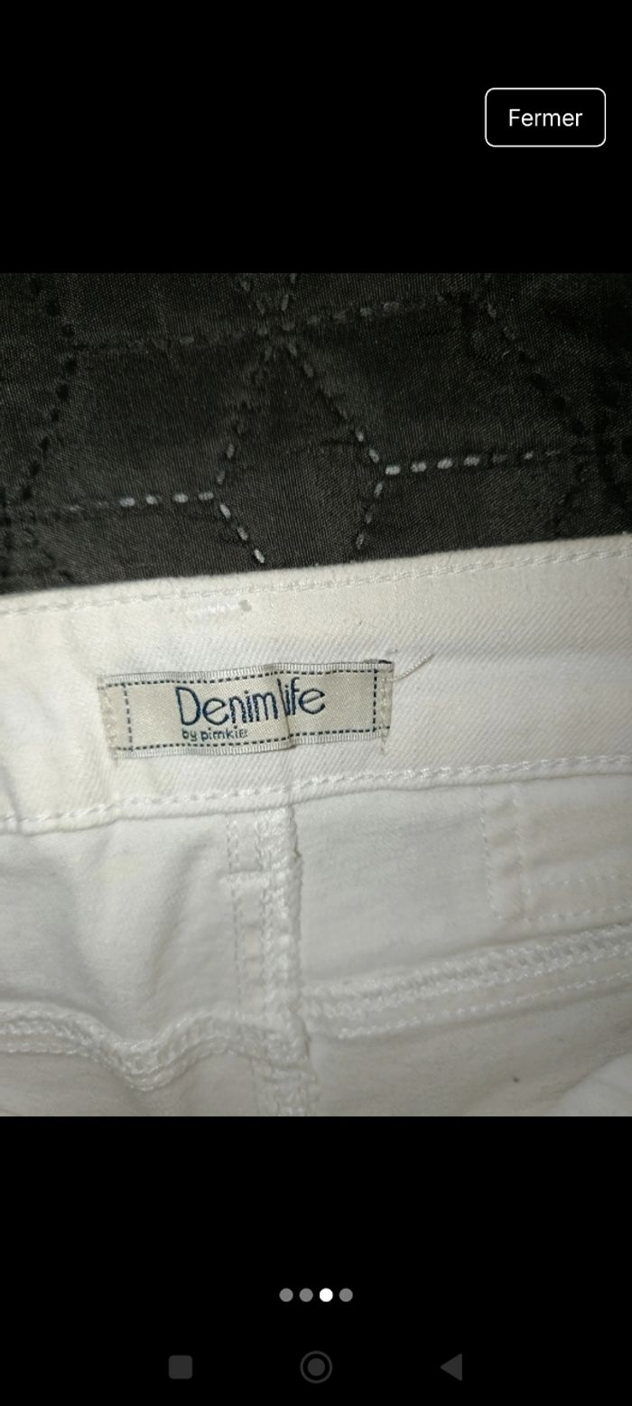 Short en denim blanc - photo numéro 3