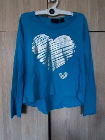 Sweatshirt turquoise coeur argenté 8 ans BPC