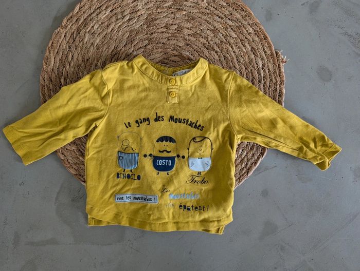 Tee-shirt manches longues moutarde 9 mois kitchoun