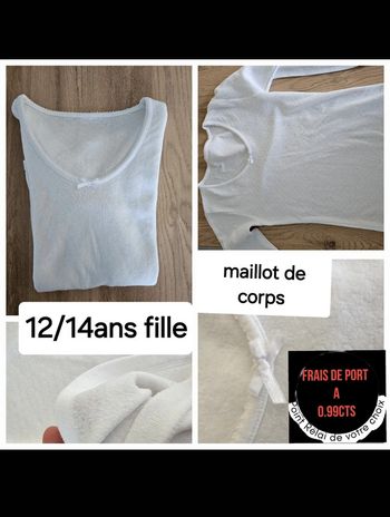 Maillot de corps 12/14ans Fille blanc