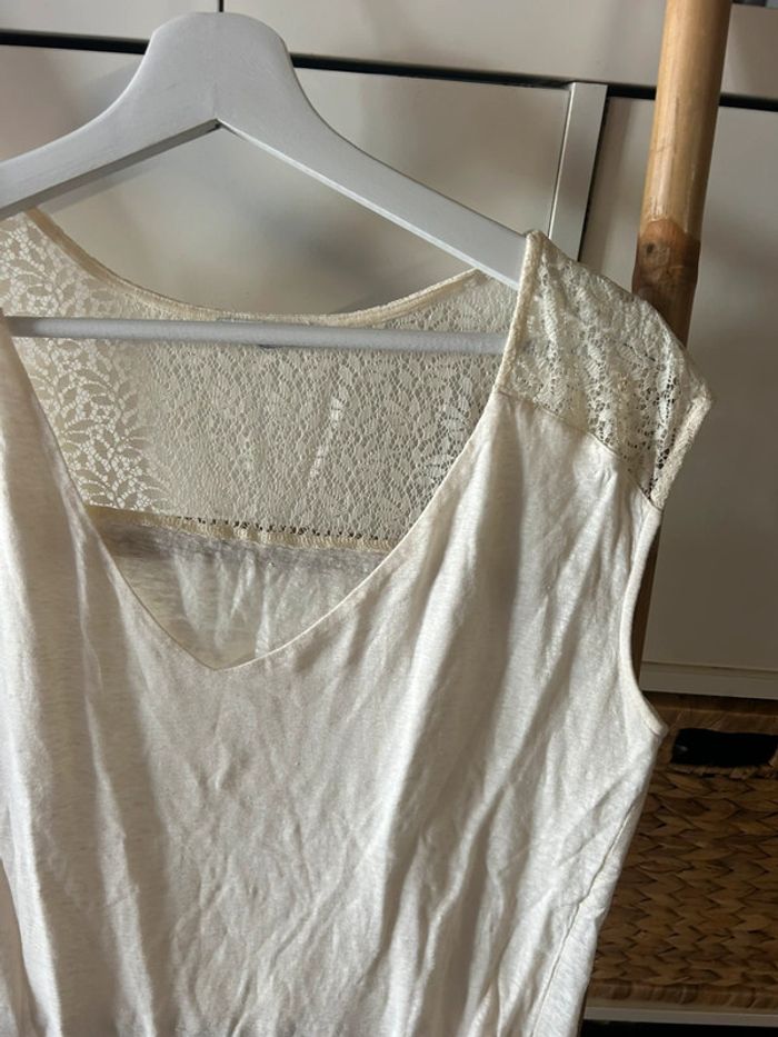 T-shirt blanc etam taille 38 dentelle - photo numéro 3