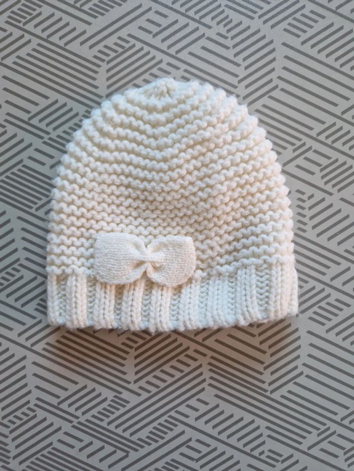 Bonnet fille 3 suisses blanc tricot naissance