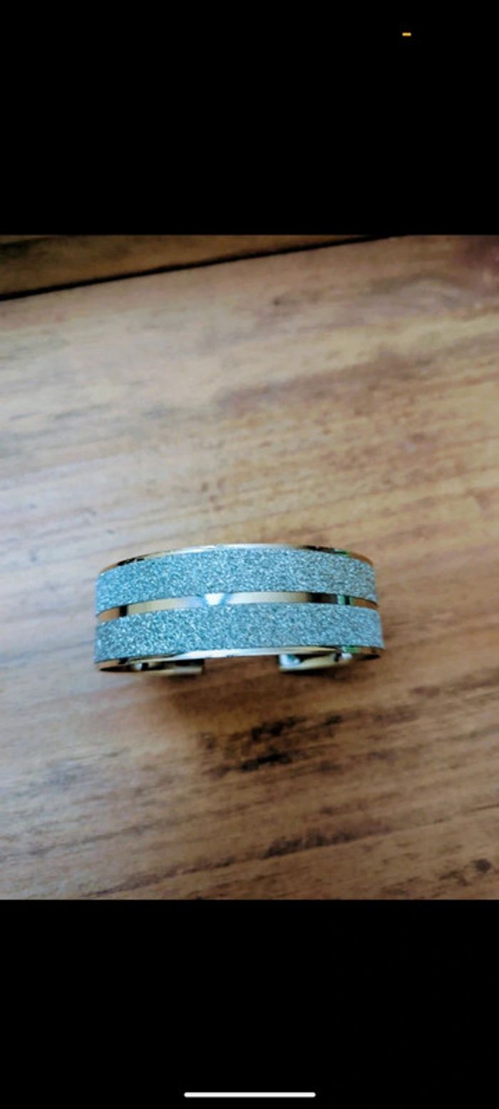 Bracelet rigide en couleur argenté pailleté jonc - photo numéro 5