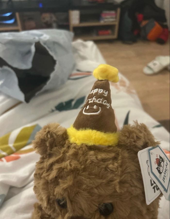 Peluche neuve ours anniversaire gâteau bougie - photo numéro 3
