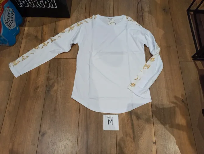 Tee shirt manches longues blanc uni homme m