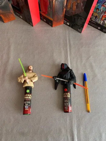 2 Spin Pop Candy Star Wars épisode 1 - Qui Gon + Darth Maul - Lucasfilm 1999