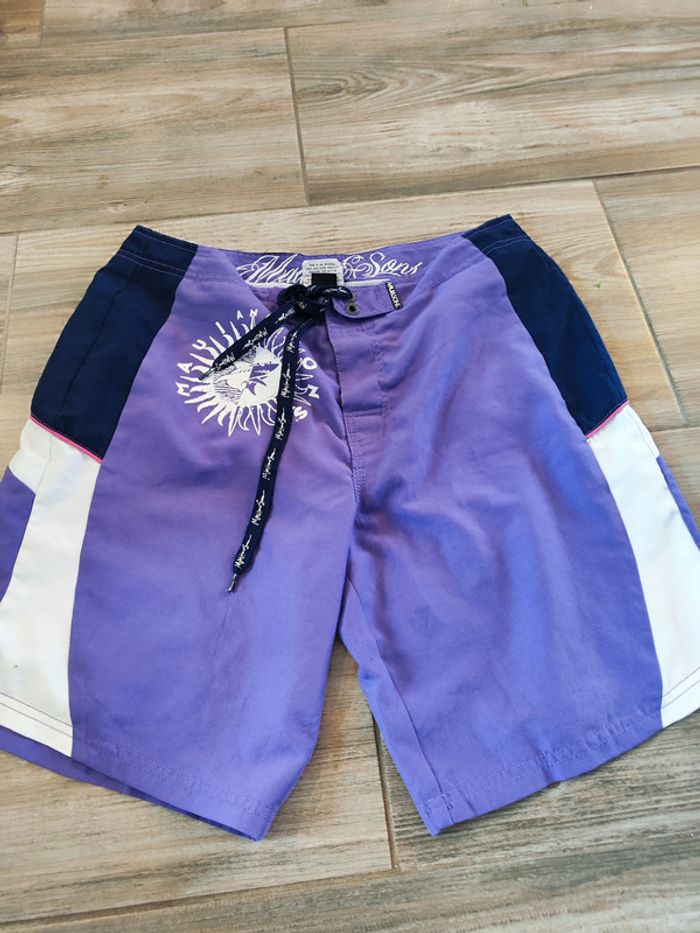 Short de bain violet bleu marine blanc Maui & Sons Taille M