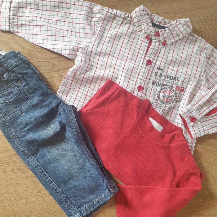 💚 Ensemble chemise tee-shirt jean 12 mois Miniman/Kiabi/Grain de blé #emyfleury_12moisgarçon - photo numéro 2
