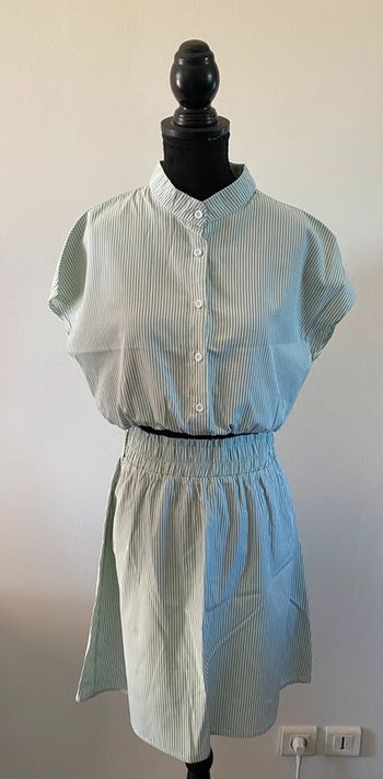 Ensemble chemise et jupe Cos Moda blanc à rayures vertes taille M