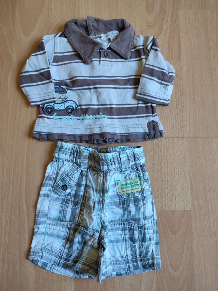 Lot tenue bermuda + polo manches longues Petit Kimbaloo en 0M / Naissance