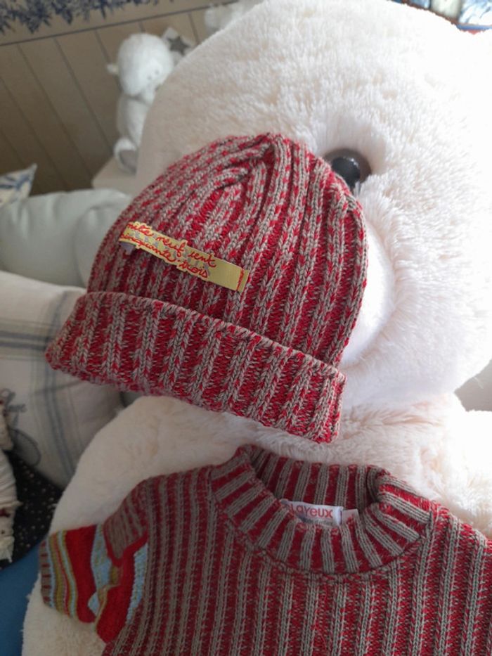 Superbe pull clayeux et son bonnet - photo numéro 4