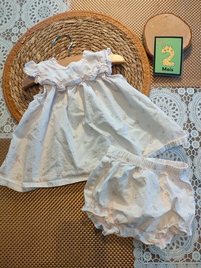 Ensemble robe h&m 62cm 2-4mois