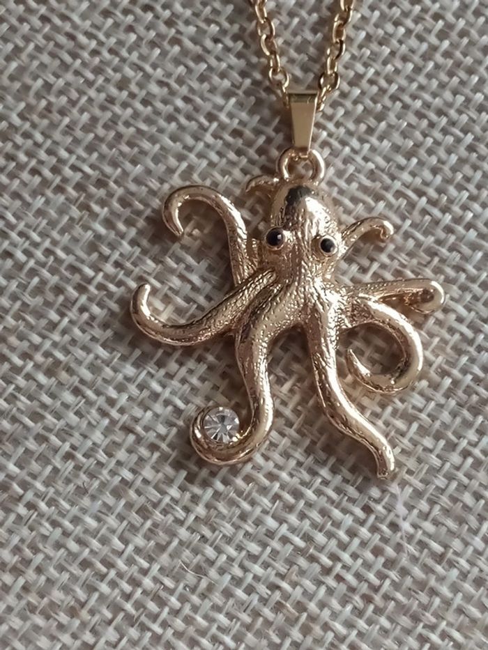Collier pieuvre, doré avec zircons - photo numéro 2