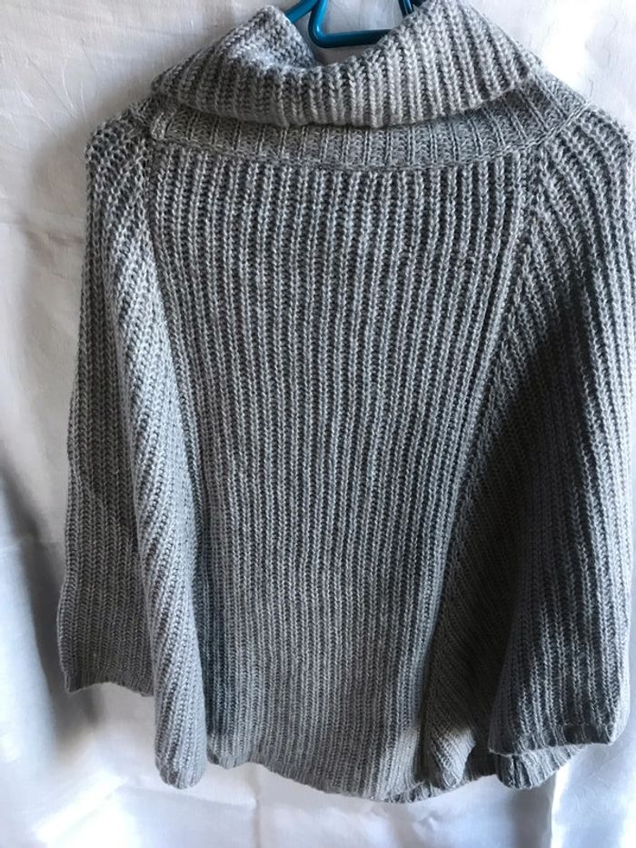 #Cape #poncho #grise #col cheminée #taille unique #Zamba - photo numéro 4
