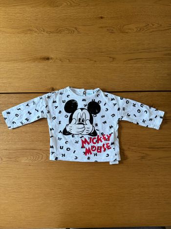 T-shirt Disney Mickey Mouse 6 Mois Bébé Garçon – Blanc et Noir – Défauts – Réduction sur Lot